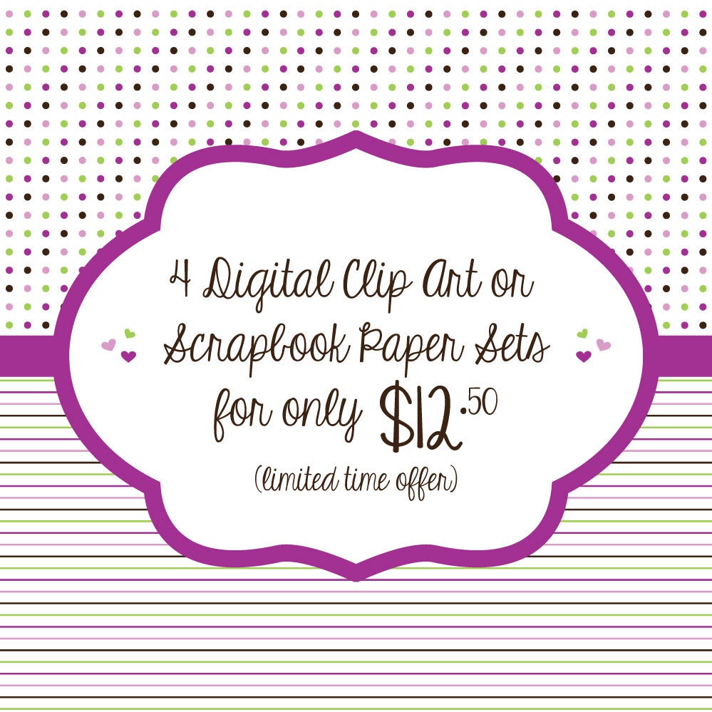 SALE - Buy 4 Clip Art or Digital Paper Sets For Sale Pricing