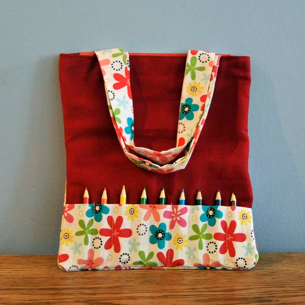Personalized Children's Crayon Bag, SALE, Summer Flowers, Eco- Friendly