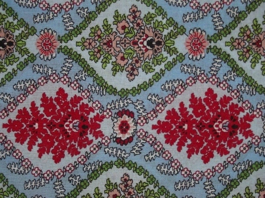 Fat Quarter, Blue, red, green, 18X22  Fabric Remnant