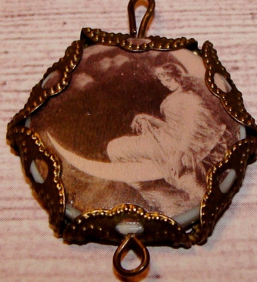 Moon fairy image bead charm diy jewelry
