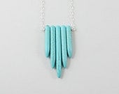 Turquoise necklace chevron turquoise spike necklace sterling silver
