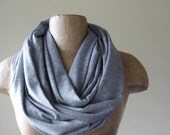 Grey Infinity Scarf - Handmade Heather Gray Infinity Loop Scarf - Lightweight Circle Scarves - Eternity Scarf