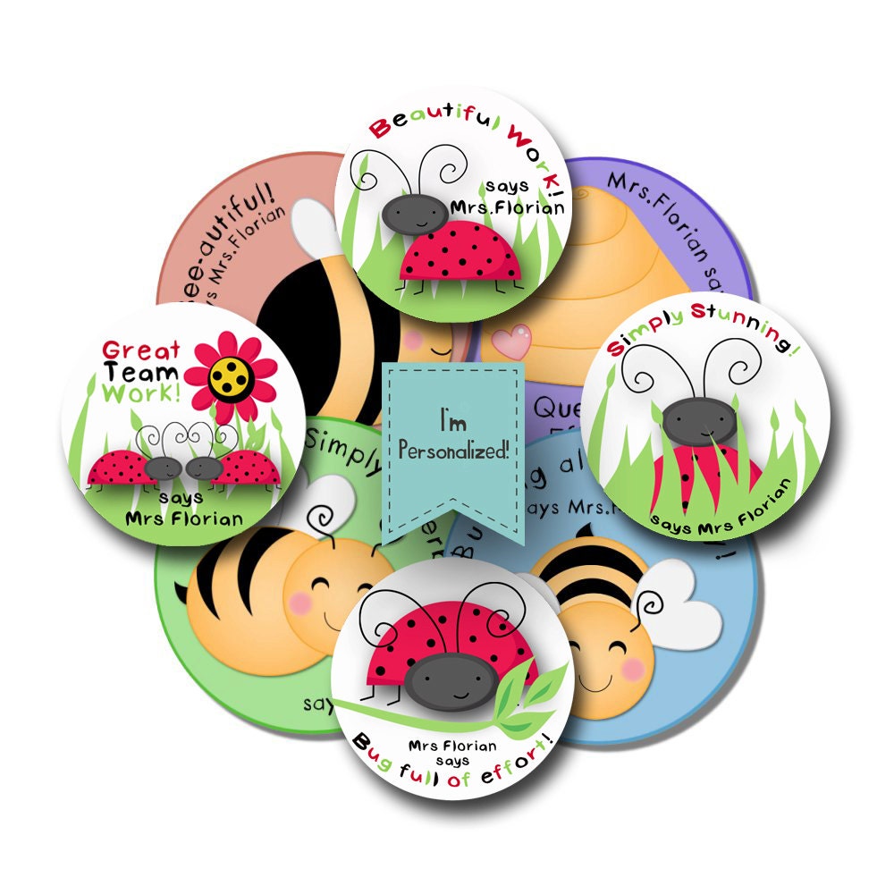 BUGGY COMBO Deal - Lovely Ladybugs and Buzzy Bee - 2 bags of 20 stickers - Personalized Il_170x135