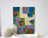 Abstract - Painting, Teal, Green, Orange, Lavender