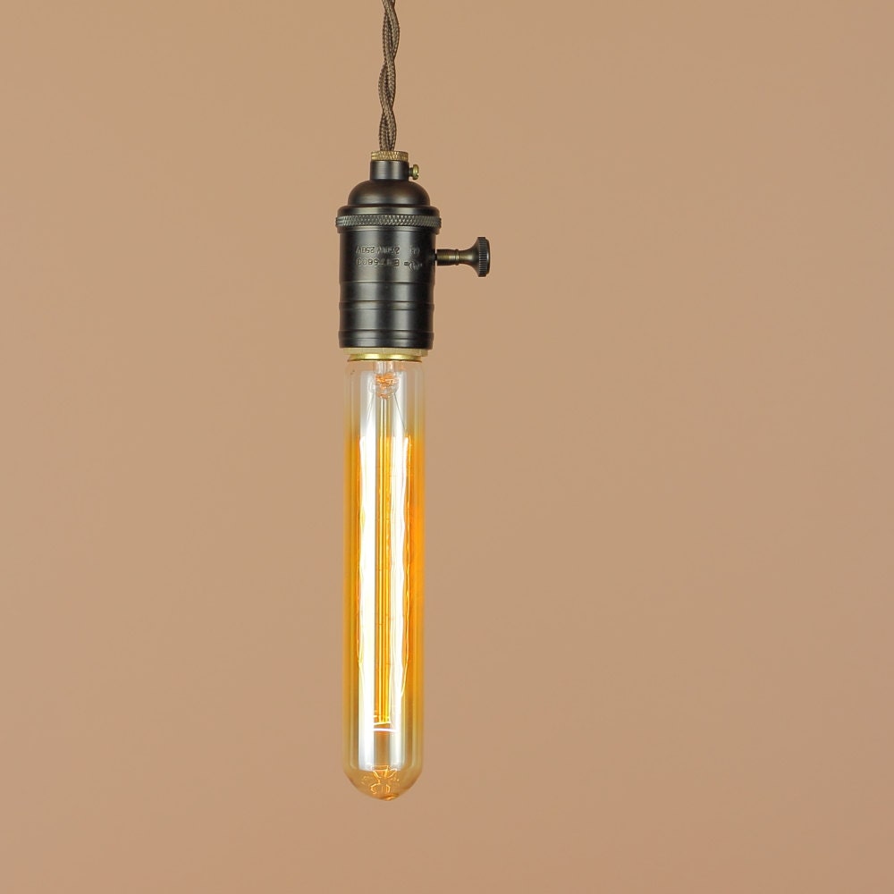 Bare Bulb Pendant Light - Edison Light Bulb - Antique Style Reproduction Wire - Minimalist Home Decor