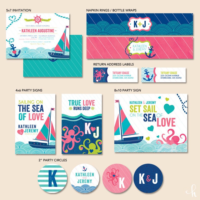 Custom Nautical Bridal Shower - PRINTABLE Party Collection & Invitation