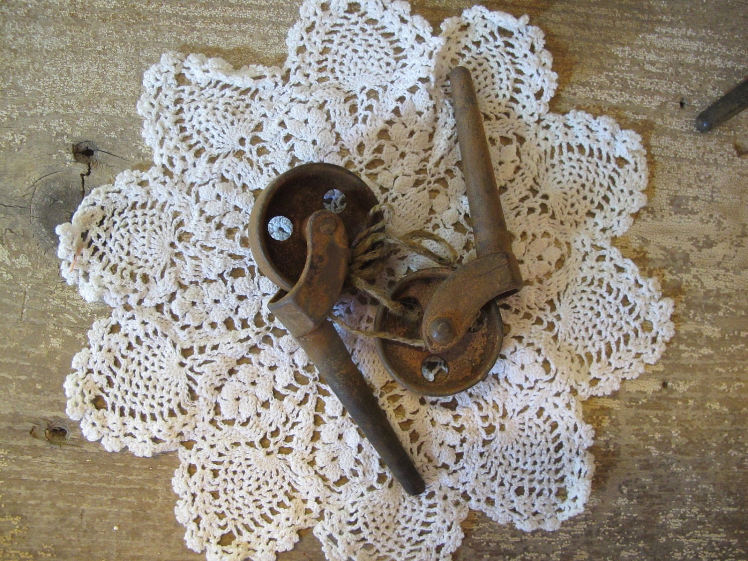 Pair Rusty  Antique Iron Caster Wheels..Furniture Repurpose & Restoration