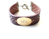Monogram Brown Leather Bracelet, Initial Bracelet, Personalized Bracelet, Name Bracelet, Custom Name Bracelet