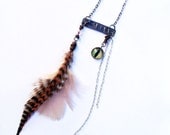 Magic Feather Necklace Eyeball Charm - earth Goddess Magical Pendant Gypsy Native Spells indian inspired OOAK