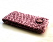 iPhone 5 Case Pink Rose Baby Pink Pale Knitted Phone Case Mobile Phone Cosy Flip Cover Pastel Christmas Gadget Button Knit