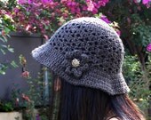 Crochet Hat - Dark Gray Yarn