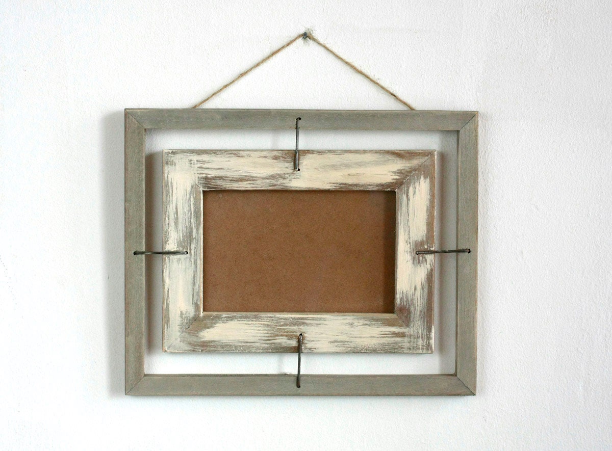 Wall Decor, Customisable Distressed Wooden Frame, Frames,  valentines day, Shabby Chic - 10 x 8 1/2 " outside, 5 1/2 x 4 " inside