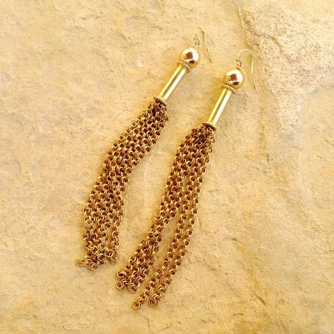 Tassel Earrings Gold Earrings Long Earrings Chain Earrings Dangle Jewellery Shoulder Dusters Everyday Unique Fashion Vogue