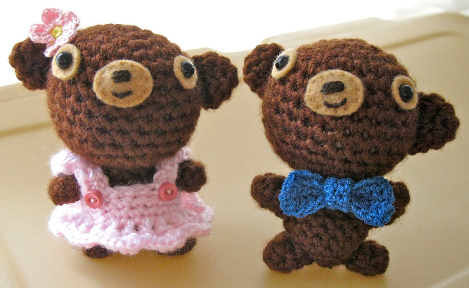 Little Bears in Pink and Blue- Amigurumi Crochet - Made to Order