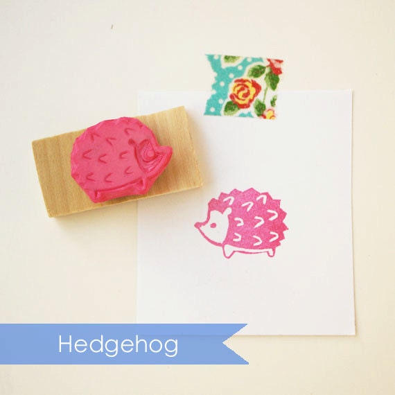 Hedgehog Hand Carved Rubber Stamp
