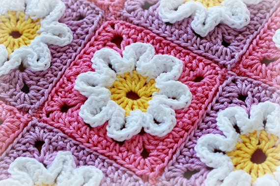 Crochet Pattern Crochet 3D Flower Baby Blanket