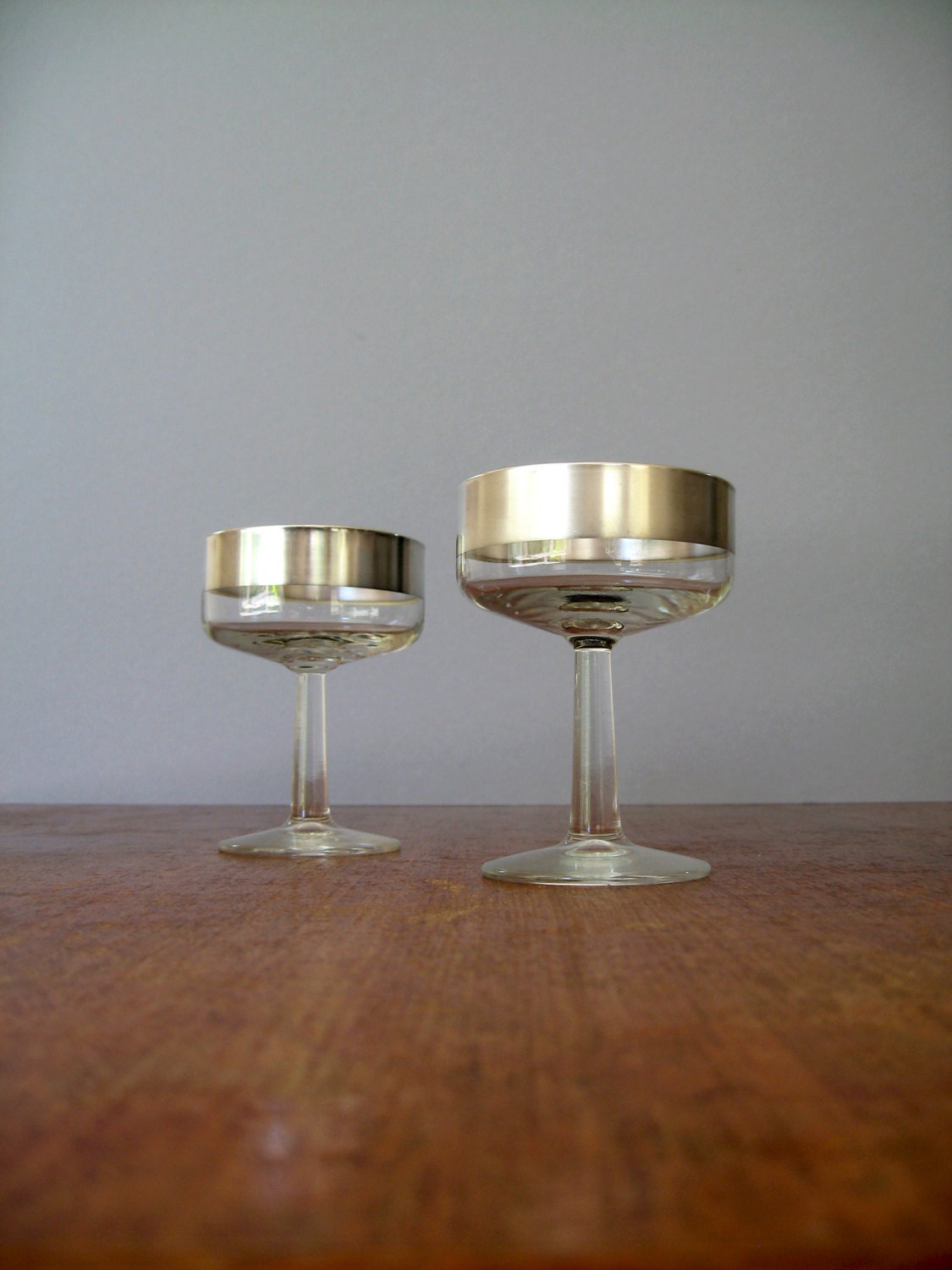 Vintage Dorothy Thorpe Silver Band Champagne Glasses