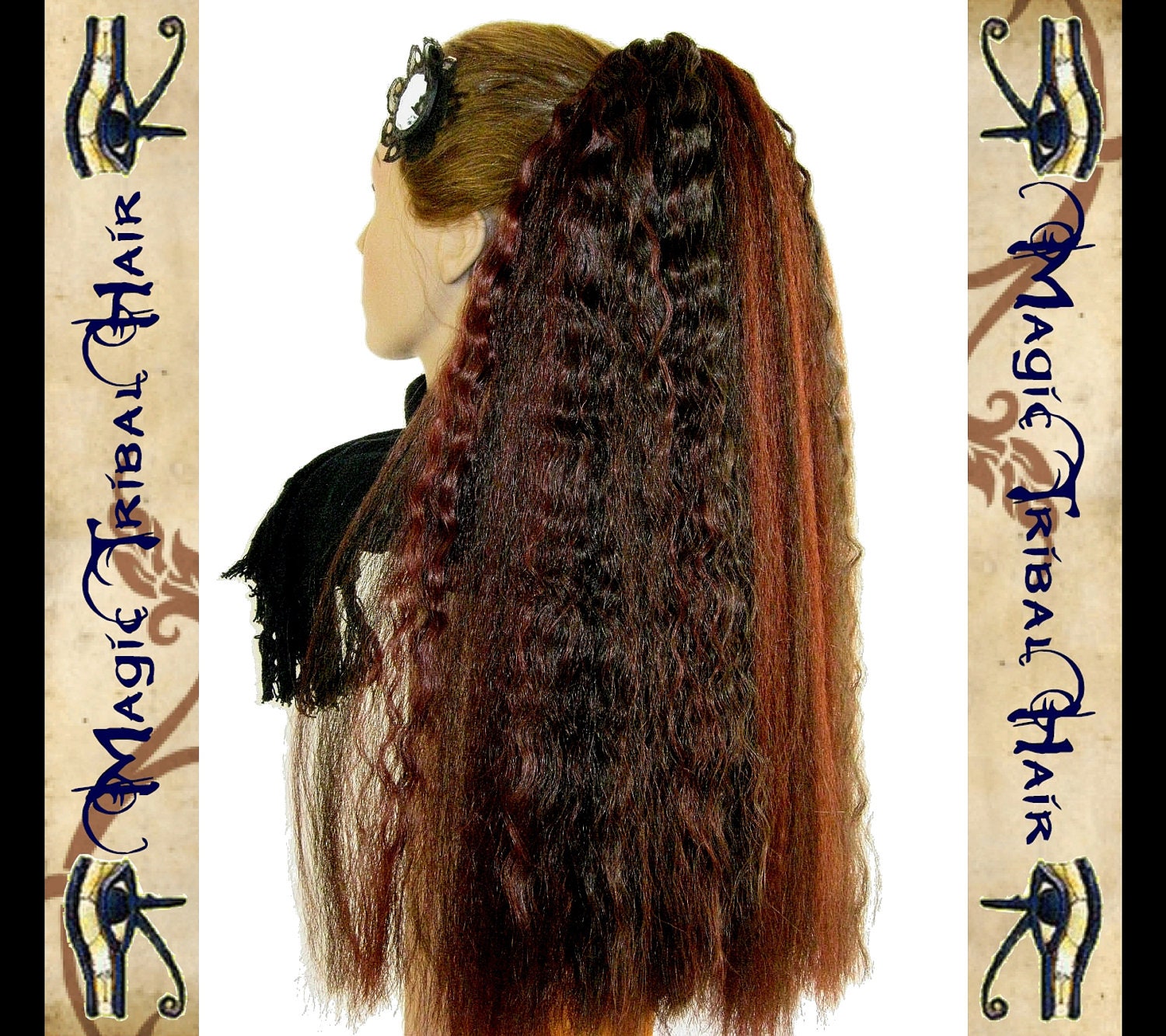STEAMPUNK Fantasy HAIR FALLS Size L custom colour 60 cm/ 24'' long Pirate Larp Reenactment wig Renfair ponytail Goth Lolita