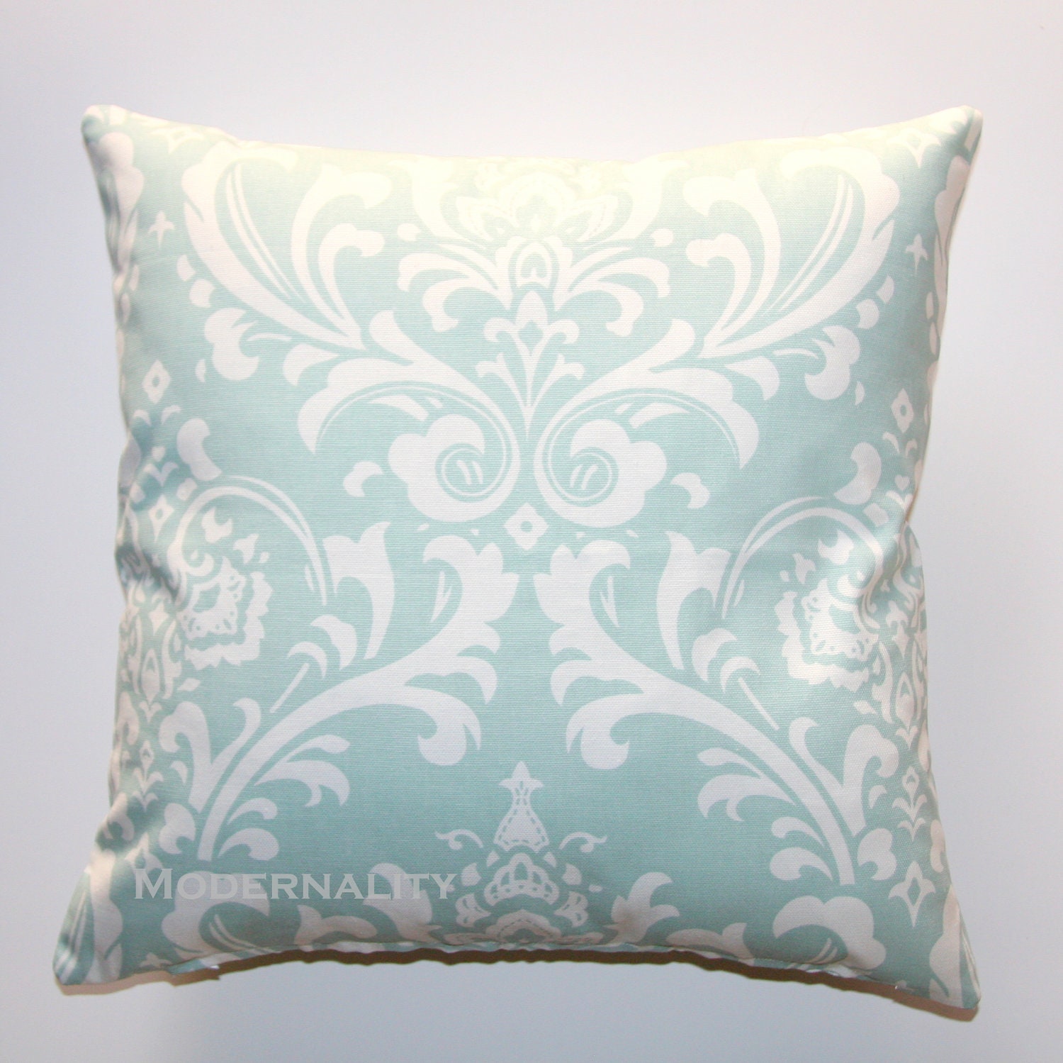 Premier Prints Ozborne Powder Blue Damask Pillow Cover- 16x16 inches- Hidden Zipper Closure