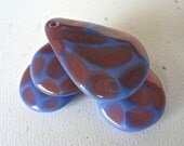 Pendant Drop Blue and Mauve 9x40mm Czech Glass Beads 2 Pcs (TD115)