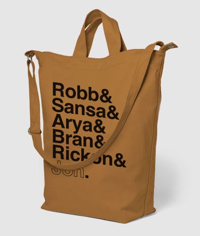 Game of Thrones // Canvas Stark Siblings Tote Bag // Robb and Sansa and Arya and Bran and Rickon and Jon