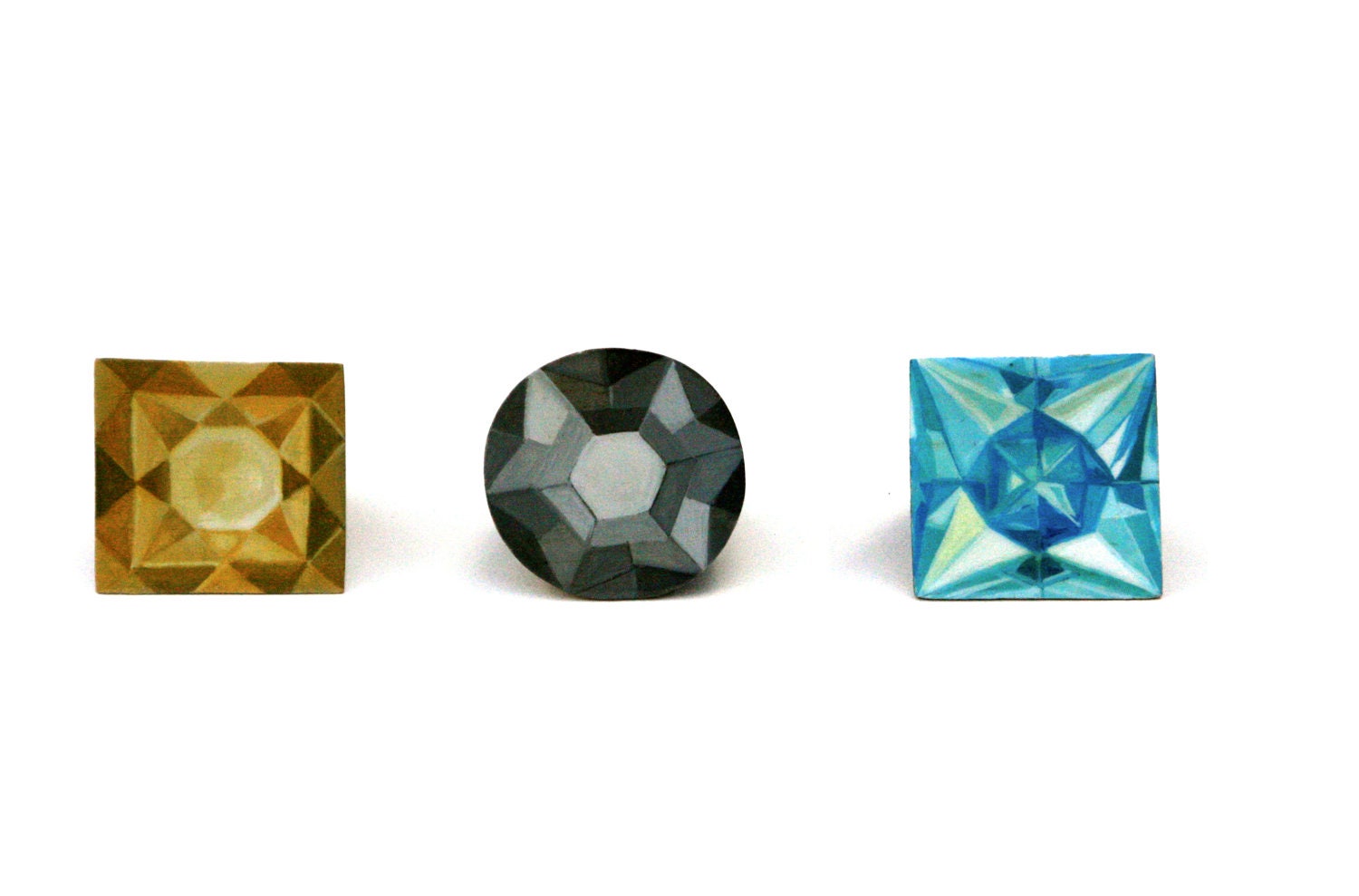 Hand Painted Gems on Rosewood Rings