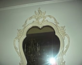 Vintage distressed  baroque Hollywood Regency eclectic baby girl nursery elegant mirror 31x19