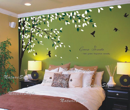 Branch with Flying Birds -Vinyl Wall Decal,Sticker,Nature For nursery Room tree decal branch decal home decor wedding decor