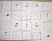 SEW STITCHY 1 PANEL Stitching little girls in squares cotton Fabric by Moda Aneela Hooey