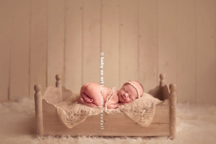 the Dream : Newborn Headband  - Oatmeal - Newborn Photo Prop -  halo, blanket, wrap, flower headband