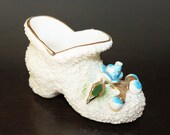 Vintage Bumpy Textured Porcelain Floral Boot Figurine