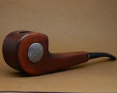 Authors Tobacco Smoking pipe "Celtic Galley" Pear wood, Celtic Pattern gunmetal, Unique style, Great Collectible plus Gift POUCH