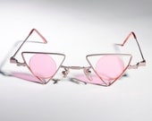 Vintage Deadstock Pink Triangle New Wave 80s Steam Punk Sunglasses A78
