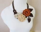 Lovely Crochet Multi-Color Rose Garden Bib Necklace