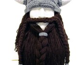 Bearded Viking - Dwarven Helmet with Horns -Beard -  Made to Order