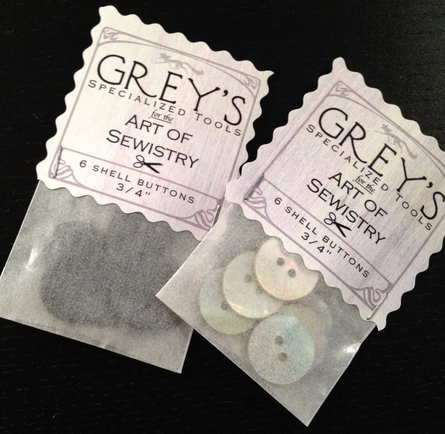Grey's Notions: six 3/4" shell buttons