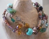 Sunset by the Sea - Exotic Teal, Amber, Amethyst, Aqua, and Burnt Orange Colored Beads - Layered Bracelet - Etoiles - Stars in French Charm - TheFirstKiss Sunset by the Sea - Exotic Teal, Amber, Amethyst, Aqua, and Burnt Orange Colored Beads - Layered Bracelet - Etoiles - Stars in French Charm - TheFirstKiss