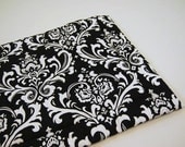 MED Dog Crate Pad in Black & White Damask Print / Portable Washable Dog Bed / Ready to Ship