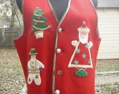 Vintage Christmas vest  christmas sweater ugly christmas sweater handmade