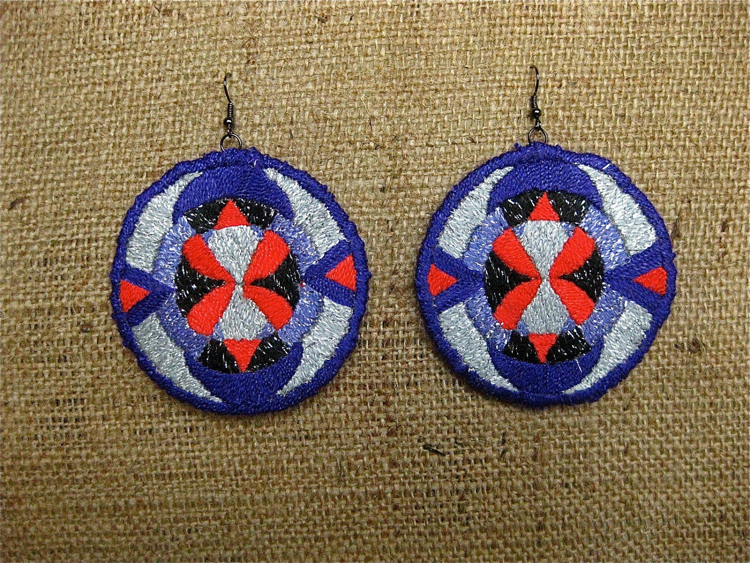 Geometric Shine Embroidered Earrings
