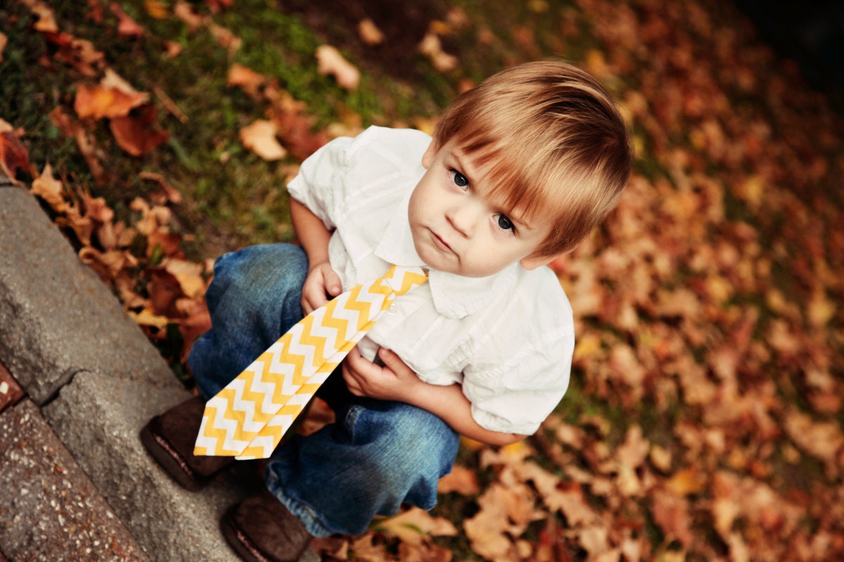 Boys Yellow Chevron Tie