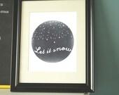 Modern Winter Wall Art Holiday Home Decor 11x14 Let It Snow Gray Charcoal