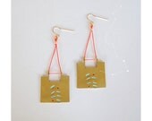 Geometric Earrings, Brass Square Hand-Stamped Earrings, The Enif