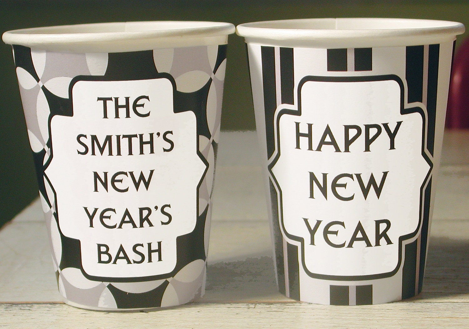 Personalized Black and White Hot/Cold Paper Cups - Set of 12 Il_170x135