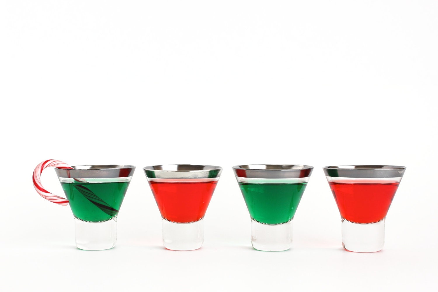 Silver Rim Glasses Mid Century Lowball Drink Set 4 Unique