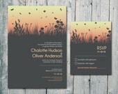 Spring is Coming Wedding Invitation and Reply Card Set - Wedding Stationery - grey