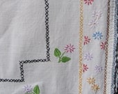 Clearance-vintage Hand Embroidered Flower Table Runner