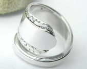 Sterling Silver Spoon Ring, Custom Engraved, Art Nouveau Scroll Spoon Ring, Personalized Spoon Jewelry