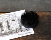Vintage Black Metal Flower Frog, Industrial Decor Paperweight Photo Note Holder Display