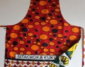 Kids Reversible Apron, African Kanga - Scallops and Ovals, Child Medium